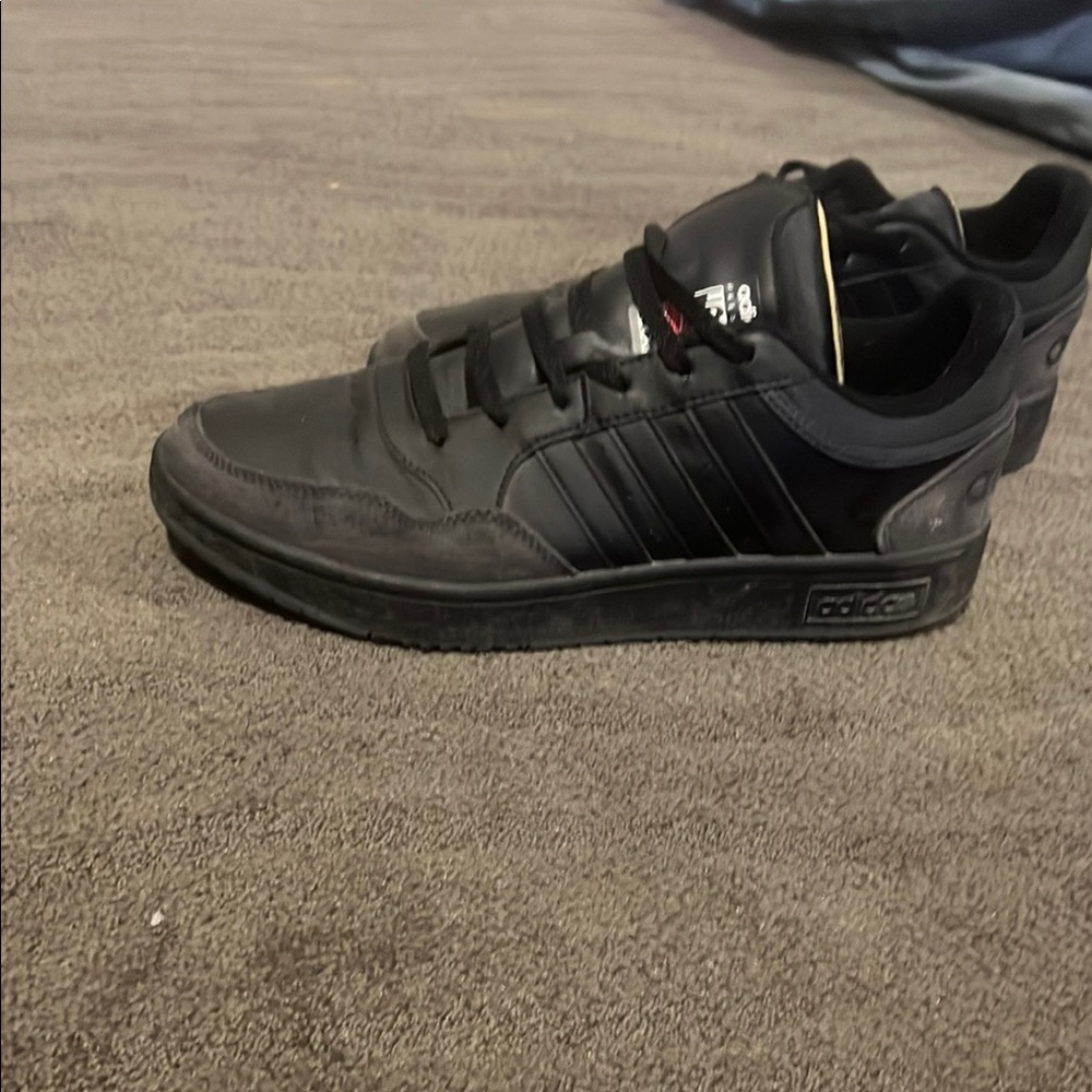 Adidas Black Sneakers with Leather Design and Rubber Sole